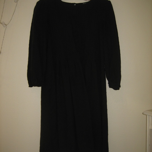 Madewell embroidered cotton pintuck babydoll puff sleeve dress black xs euc - Picture 2 of 6